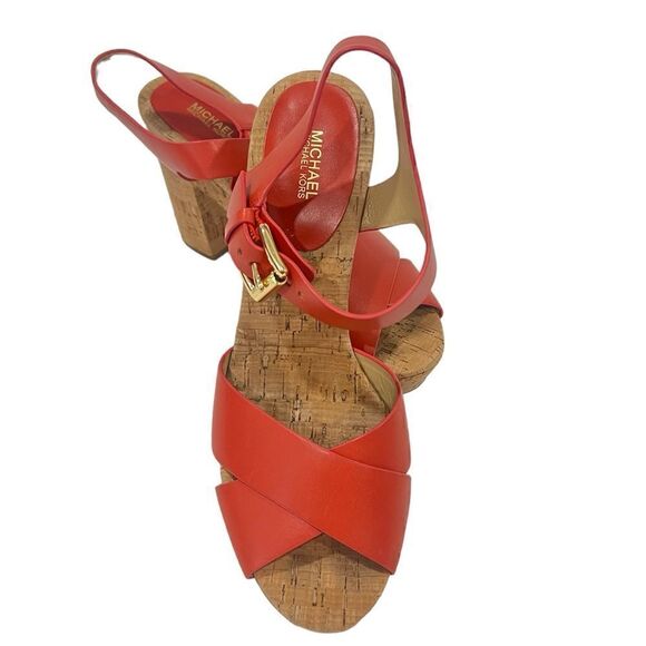 Michael kors Natalia cork platforms orange open toe sandals size 9.5 - Picture 2 of 8